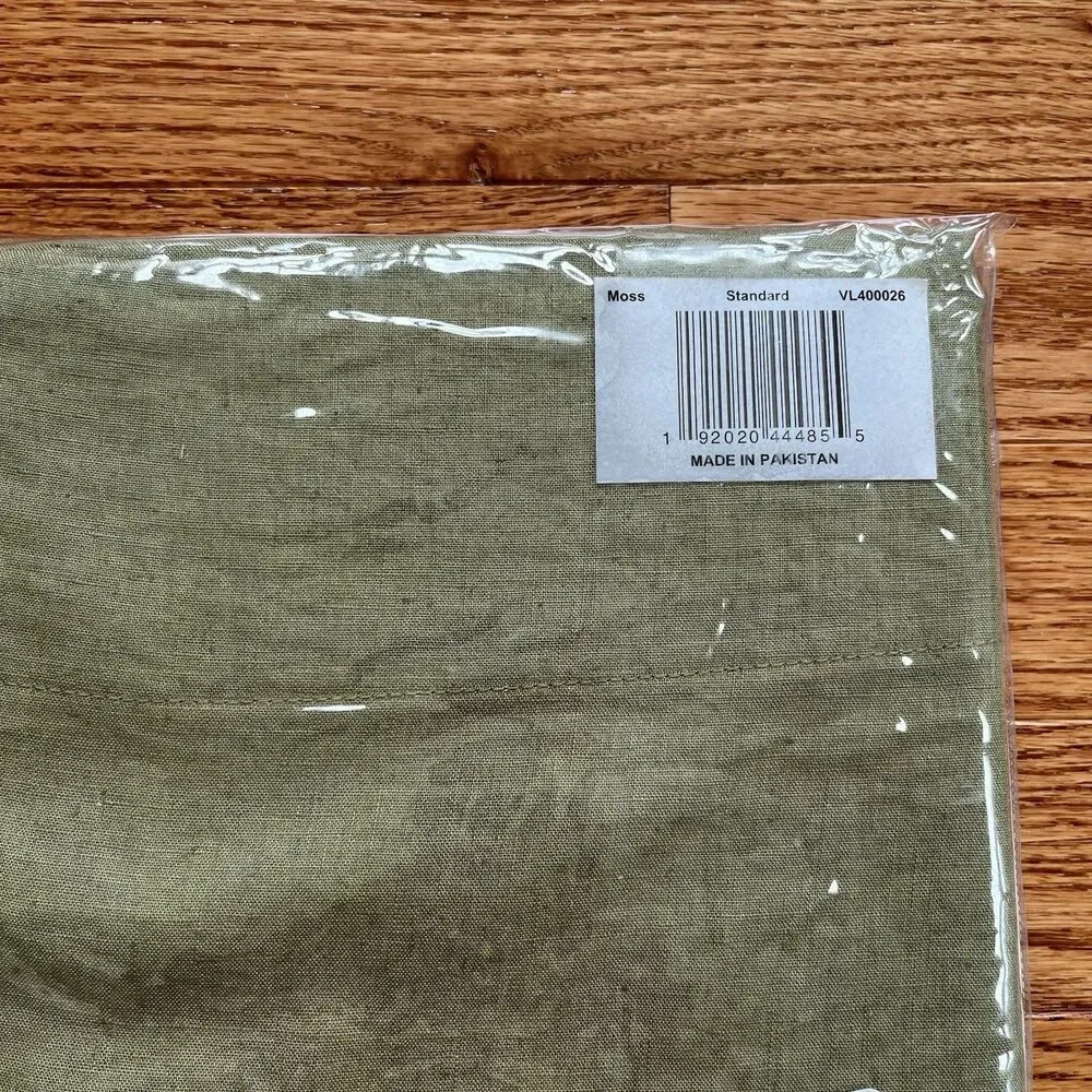 TUFT & NEEDLE 100% Linen European Flax 2 Standard Pillowcases Green Moss New
